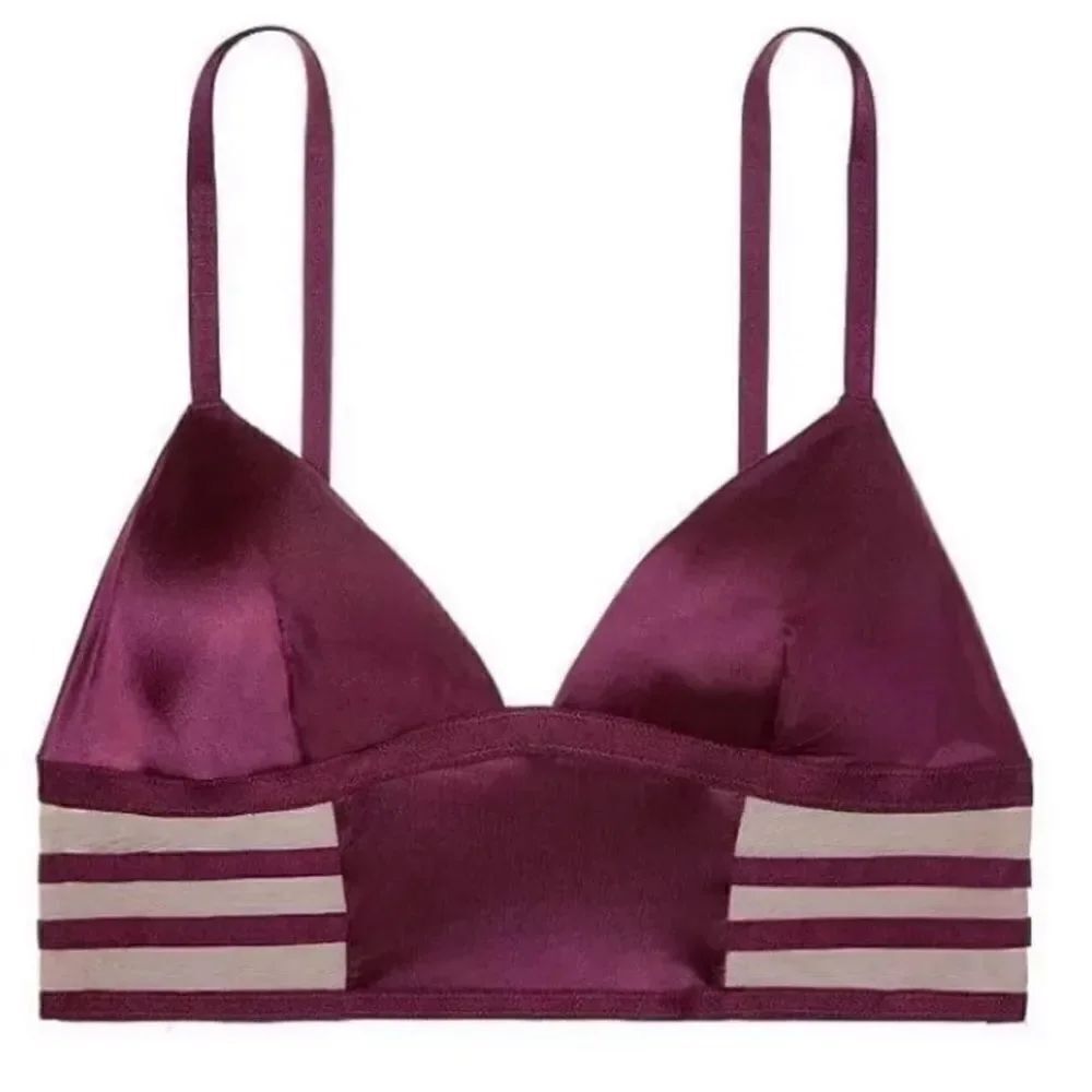 Victorias Secret Supersoft Satiny Padded mesh Strappy long bralette bra Large